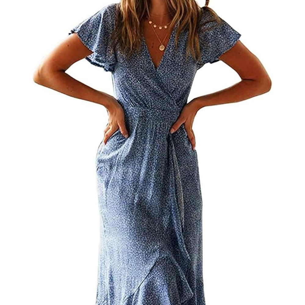 Chic Blue Floral High Low Dress NWT